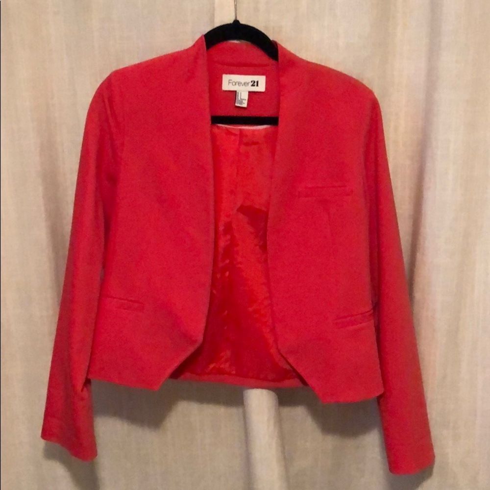 Linen-Blend Open-Front Blazer